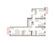 Планировка 3-комнатной квартиры, 84 м2