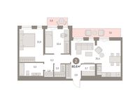 Планировка 2-комнатной квартиры, 80 м2
