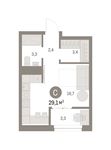 Планировка квартиры студии, 29 м2