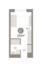 Планировка квартиры студии, 19 м2