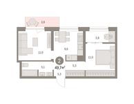 Планировка 2-комнатной квартиры, 49 м2