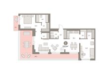 Планировка 2-комнатной квартиры, 121 м2