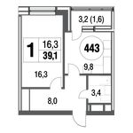 Планировка 1-комнатной квартиры, 40,2 м2