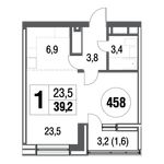 Планировка 1-комнатной квартиры, 40,1 м2