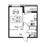 Планировка 1-комнатной квартиры, 40,1 м2