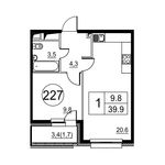 Планировка 1-комнатной квартиры, 39,9 м2