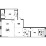 Планировка 3-комнатной квартиры, 84,6 м2