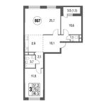 Планировка 3-комнатной квартиры, 84,6 м2