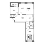 Планировка 3-комнатной квартиры, 88,2 м2