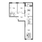 Планировка 3-комнатной квартиры, 82,5 м2