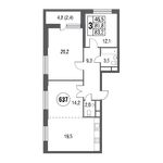 Планировка 3-комнатной квартиры, 84,8 м2