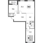 Планировка 3-комнатной квартиры, 87,5 м2