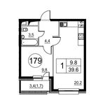 Планировка 1-комнатной квартиры, 39,6 м2