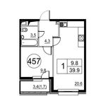 Планировка 1-комнатной квартиры, 39,9 м2