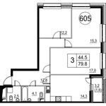 Планировка 3-комнатной квартиры, 79,8 м2