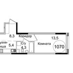 Планировка 2-комнатной квартиры, 43,9 м2