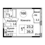 Планировка 1-комнатной квартиры, 39,3 м2