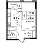 Планировка 1-комнатной квартиры, 38,2 м2