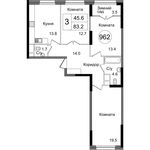 Планировка 3-комнатной квартиры, 83,2 м2