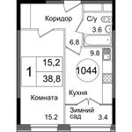 Планировка 1-комнатной квартиры, 38,8 м2
