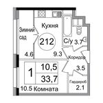 Планировка 2-комнатной квартиры, 47,4 м2