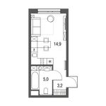 Планировка 1-комнатной квартиры, 23,1 м2