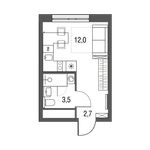 Планировка 1-комнатной квартиры, 18,2 м2