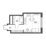 Планировка 1-комнатной квартиры, 26,5 м2