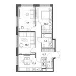 Планировка 3-комнатной квартиры, 73,1 м2