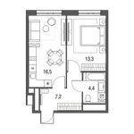 Планировка 1-комнатной квартиры, 41,4 м2