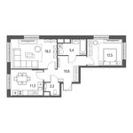 Планировка 2-комнатной квартиры, 60,3 м2