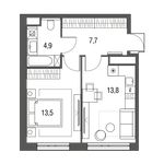 Планировка 1-комнатной квартиры, 39,9 м2