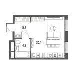 Планировка 1-комнатной квартиры, 29,6 м2