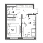 Планировка 1-комнатной квартиры, 39,4 м2