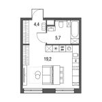 Планировка 1-комнатной квартиры, 29,3 м2