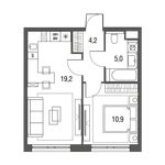 Планировка 1-комнатной квартиры, 39,3 м2