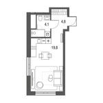 Планировка 1-комнатной квартиры, 28,7 м2