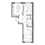 Планировка 3-комнатной квартиры, 58,6 м2