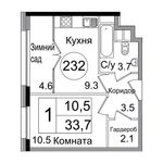 Планировка 2-комнатной квартиры, 47,4 м2