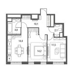 Планировка 2-комнатной квартиры, 58,9 м2