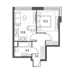 Планировка 1-комнатной квартиры, 34,7 м2