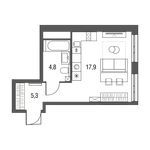 Планировка 1-комнатной квартиры, 27,9 м2