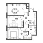 Планировка 2-комнатной квартиры, 59,5 м2