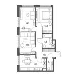 Планировка 3-комнатной квартиры, 72,1 м2