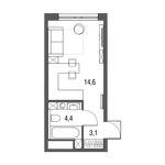 Планировка квартиры студии, 22,1 м2