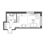 Планировка квартиры студии, 28,5 м2