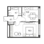 Планировка 1-комнатной квартиры, 38,1 м2