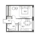 Планировка 1-комнатной квартиры, 37,9 м2