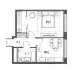 Планировка 1-комнатной квартиры, 38 м2