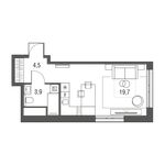 Планировка квартиры студии, 28,1 м2